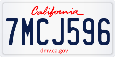 CA license plate 7MCJ596