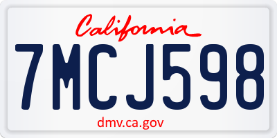 CA license plate 7MCJ598