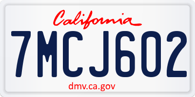 CA license plate 7MCJ602