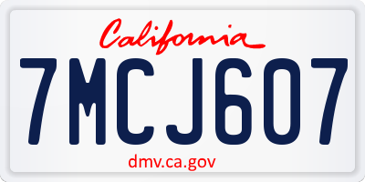 CA license plate 7MCJ607