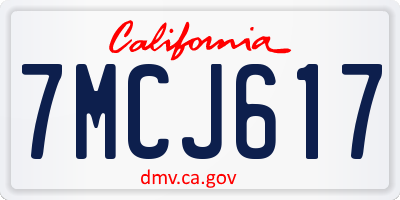 CA license plate 7MCJ617