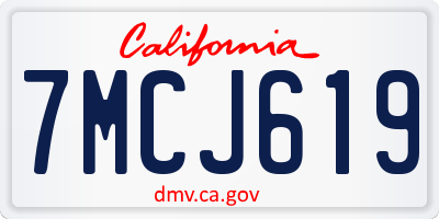 CA license plate 7MCJ619