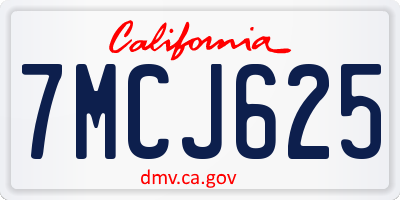 CA license plate 7MCJ625