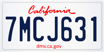 CA license plate 7MCJ631
