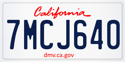 CA license plate 7MCJ640