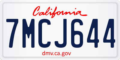 CA license plate 7MCJ644