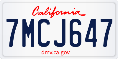 CA license plate 7MCJ647