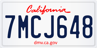 CA license plate 7MCJ648