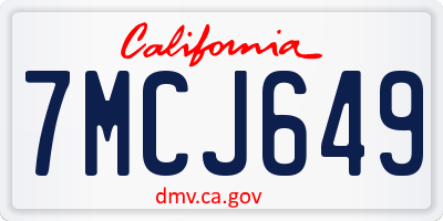 CA license plate 7MCJ649