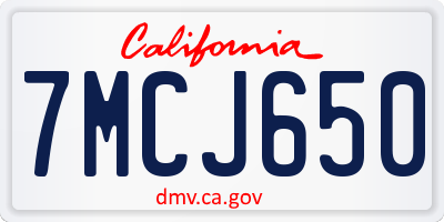 CA license plate 7MCJ650