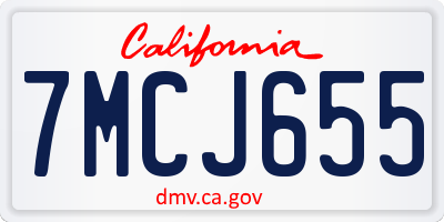 CA license plate 7MCJ655
