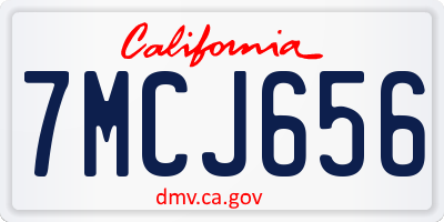 CA license plate 7MCJ656
