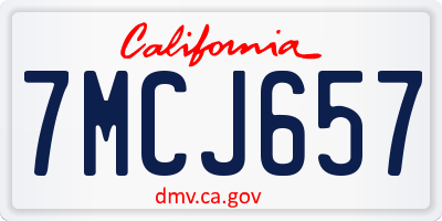 CA license plate 7MCJ657