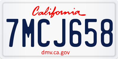CA license plate 7MCJ658