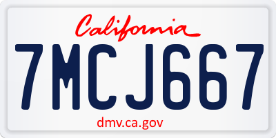 CA license plate 7MCJ667