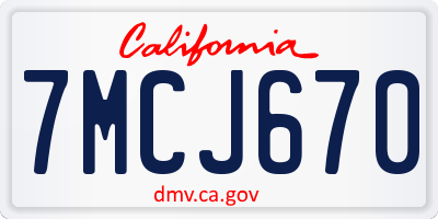 CA license plate 7MCJ670