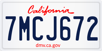 CA license plate 7MCJ672