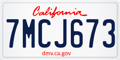 CA license plate 7MCJ673