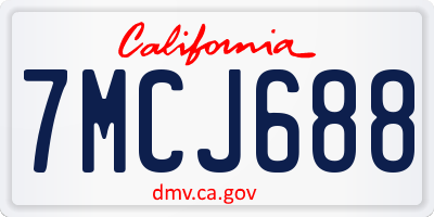CA license plate 7MCJ688