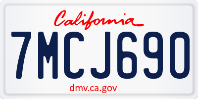 CA license plate 7MCJ690