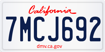 CA license plate 7MCJ692