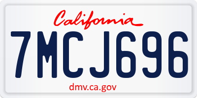 CA license plate 7MCJ696