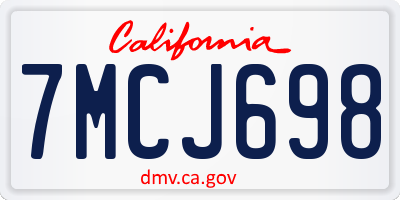 CA license plate 7MCJ698