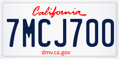 CA license plate 7MCJ700