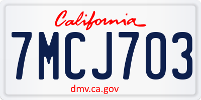 CA license plate 7MCJ703
