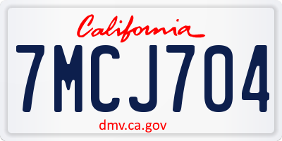 CA license plate 7MCJ704