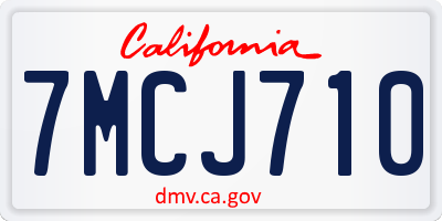 CA license plate 7MCJ710