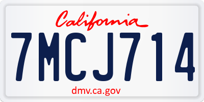 CA license plate 7MCJ714