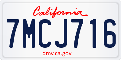 CA license plate 7MCJ716