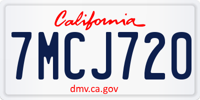 CA license plate 7MCJ720