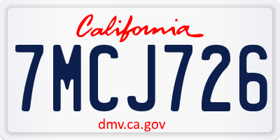 CA license plate 7MCJ726