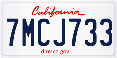 CA license plate 7MCJ733