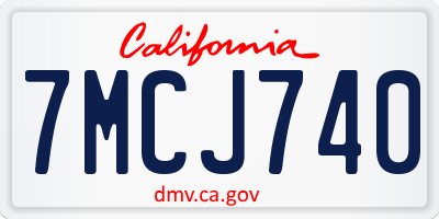 CA license plate 7MCJ740
