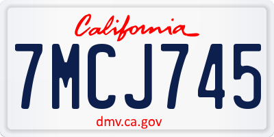 CA license plate 7MCJ745