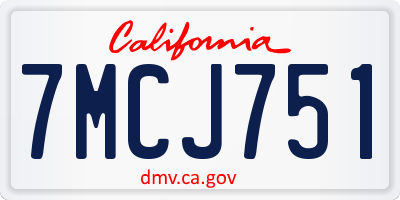 CA license plate 7MCJ751