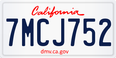 CA license plate 7MCJ752