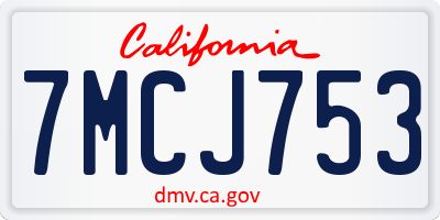CA license plate 7MCJ753