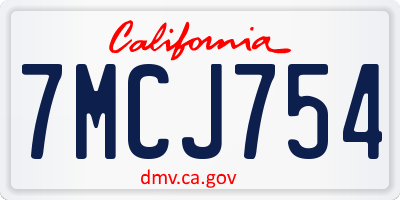 CA license plate 7MCJ754