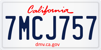 CA license plate 7MCJ757
