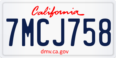 CA license plate 7MCJ758