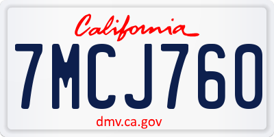 CA license plate 7MCJ760