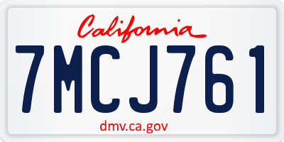 CA license plate 7MCJ761