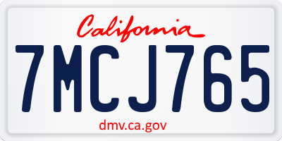 CA license plate 7MCJ765