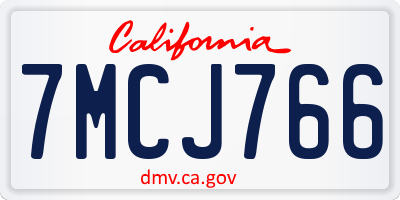 CA license plate 7MCJ766