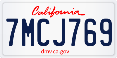 CA license plate 7MCJ769