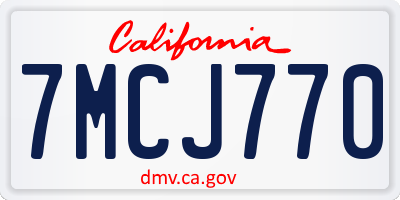 CA license plate 7MCJ770